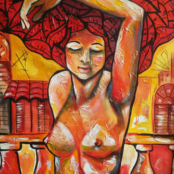 Painting titled "Red Havana" by Heidy Garcia, Original Artwork