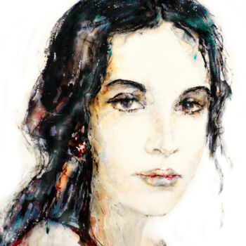 Картина под названием ""Italian Lady"" - Hein Kocken, Подлинное произведение искусства, Акрил Установлен на Деревянная панель