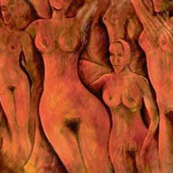 Painting titled "Nude in Red" by Heinz Sterzenbach, Original Artwork