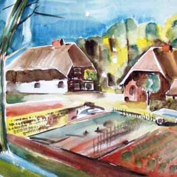 Peinture intitulée "Farmerhouses in Ahr…" par Heinz Sterzenbach, Œuvre d'art originale
