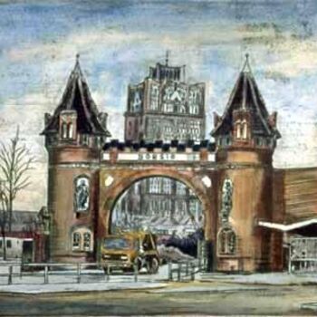 Schilderij getiteld "Borsig Gate, Tegel" door Heinz Sterzenbach, Origineel Kunstwerk