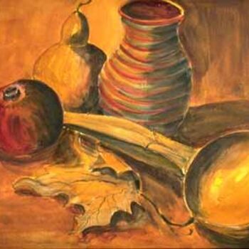 Painting titled "Wooden Scoop with J…" by Heinz Sterzenbach, Original Artwork, Watercolor