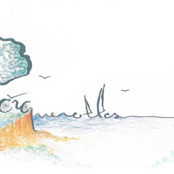 Dessin intitulée "Porquerolles - Moji…" par Hélène Argellies, Œuvre d'art originale, Crayon