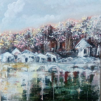 Картина под названием "Winter cabin" - Pranky, Подлинное произведение искусства, Акрил