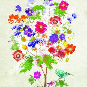 Grafika cyfrowa / sztuka generowana cyfrowo zatytułowany „Bouquet de fleurs” autorstwa Hel Swynghedauw, Oryginalna praca, Ko…