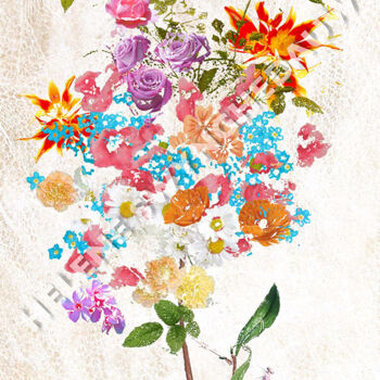 Digital Arts titled "Bouquet de fleurs 2" by Hel Swynghedauw, Original Artwork, Digital Painting