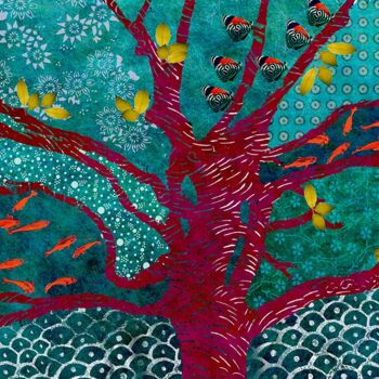 Artes digitais intitulada "Arbre aux couleurs" por Hel Swynghedauw, Obras de arte originais, Pintura digital