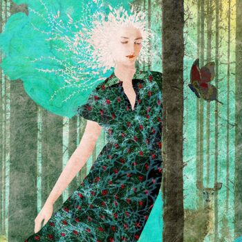 「Femme bleu dans la…」というタイトルのデジタルアーツ Hel Swynghedauwによって, オリジナルのアートワーク, デジタル絵画