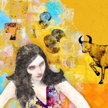 Arts numériques intitulée "taureau/Revue Gala" par Hel Swynghedauw, Œuvre d'art originale, Collages