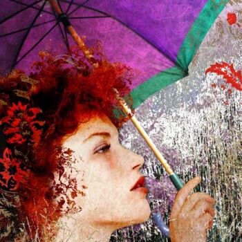 Digital Arts titled "Femme au parapluie" by Hel Swynghedauw, Original Artwork, Collages