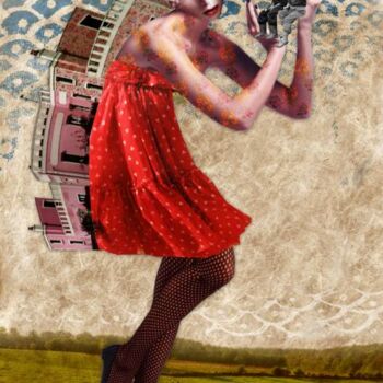 Digitale Kunst mit dem Titel "La femme tortue" von Hel Swynghedauw, Original-Kunstwerk, Fotomontage