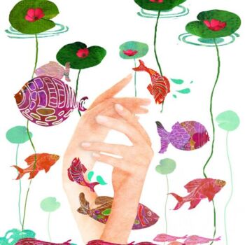 Digitale Kunst getiteld "Jeux de poissons" door Hel Swynghedauw, Origineel Kunstwerk, Collages