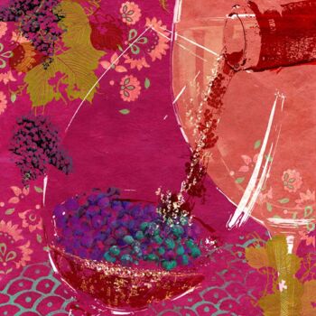 Digitale Kunst mit dem Titel "Verres de vin" von Hel Swynghedauw, Original-Kunstwerk, Digitale Malerei