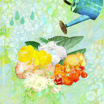 Grafika cyfrowa / sztuka generowana cyfrowo zatytułowany „Les begonias” autorstwa Hel Swynghedauw, Oryginalna praca, Kolaże
