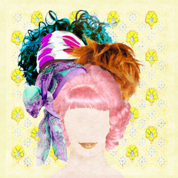 Arts numériques intitulée "Plusieurs perruques" par Hel Swynghedauw, Œuvre d'art originale, Photo montage