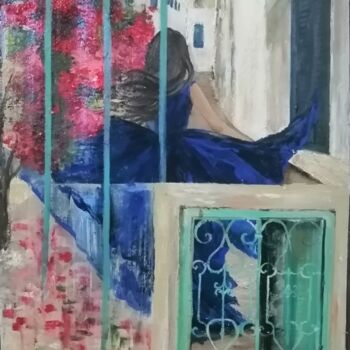 Pintura titulada "Fenêtre à Sidi bou…" por Hela Ellouze, Obra de arte original, Acrílico
