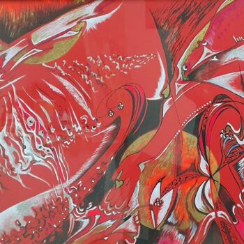 Dessin intitulée "Migration" par Héla Sarraj, Œuvre d'art originale, Encre