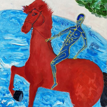 Painting titled "Horse Painting Anim…" by Helen, Original Artwork, Oil