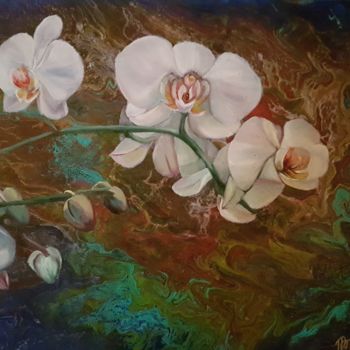 Painting titled "orchidée" by Helen Barenton, Original Artwork, Oil