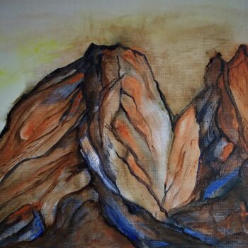 Painting titled "Blue Mountans" by Helen  Polishuk, Original Artwork, Watercolor