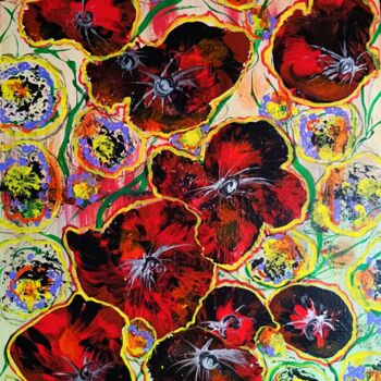 Картина под названием "FLOWERS" - Helen  Polishuk, Подлинное произведение искусства, Акрил