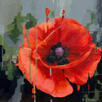Painting titled "Remembrance Poppy" by Helen Sinfield, Original Artwork, Acrylic