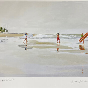 Printmaking titled "Let's Go Surfing Li…" by Helen Sinfield, Original Artwork, Acrylic