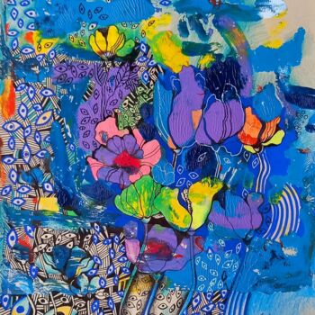 Peinture intitulée "Fleurs" par Helena Astafourova, Œuvre d'art originale, Acrylique