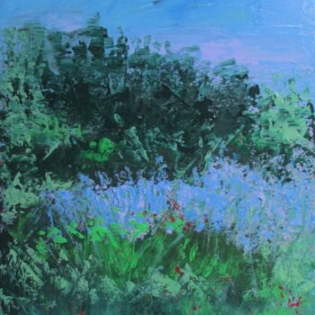 Картина под названием "Blue Sky and Bluebe…" - Helena Butler, Подлинное произведение искусства, Акрил Установлен на Деревянн…