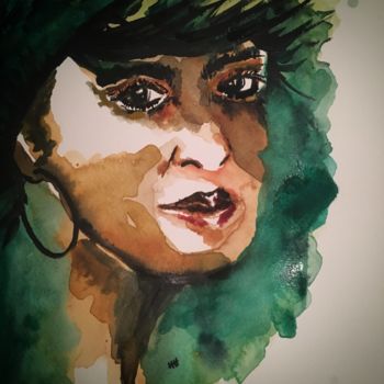 Painting titled "Diva" by Léna, Original Artwork, Watercolor