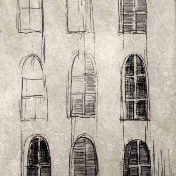 「The Windows」というタイトルの製版 Helena Kalnáによって, オリジナルのアートワーク, エッチング