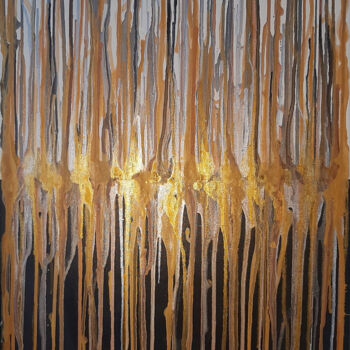 Painting titled "Golden stripes" by Helena Marja, Original Artwork, Acrylic
