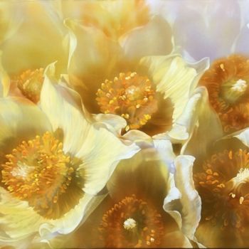 Malerei mit dem Titel "Snowdrop Flowers" von Helena Tener, Original-Kunstwerk, Acryl