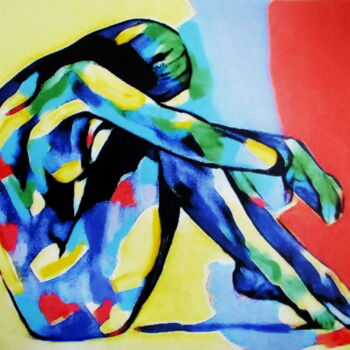 Malerei mit dem Titel ""Blues"" von Helena Wierzbicki, Original-Kunstwerk, Acryl
