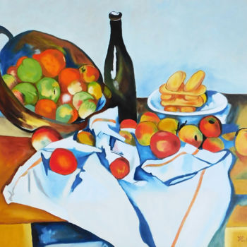 Pittura intitolato "Corbeille de fruits…" da Helenardo, Opera d'arte originale, Acrilico