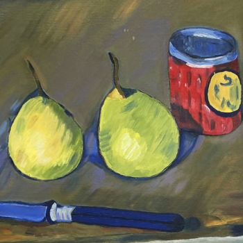 Peinture intitulée "Poires et couteau (…" par Helenardo, Œuvre d'art originale, Acrylique
