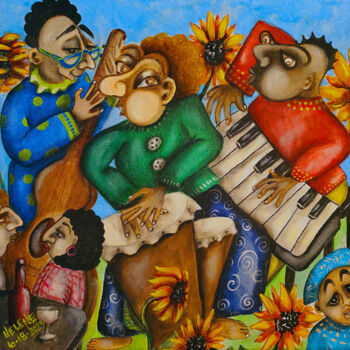 Painting titled "Outdoor Concert" by Helene, Original Artwork, Acrylic