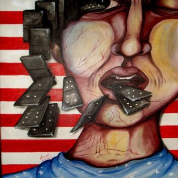 Schilderij getiteld "america is fallin l…" door Helene, Origineel Kunstwerk, Acryl