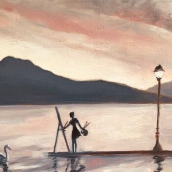 Peinture intitulée "L'artiste du Lac" par Hélène Avot, Œuvre d'art originale, Huile