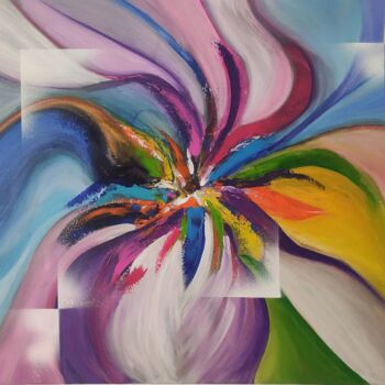 Painting titled "Mon Orchidée" by Helene Effray, Original Artwork, Acrylic