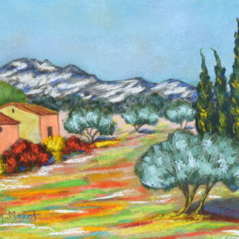 Pintura titulada "L'arrière du mas pr…" por Hélène Gastin-Mozol, Obra de arte original, Pastel