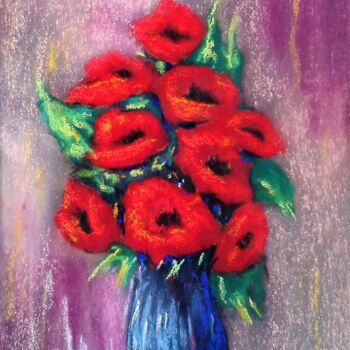 Dessin intitulée "Fleurs des champs.j…" par Hélène Gastin-Mozol, Œuvre d'art originale, Pastel