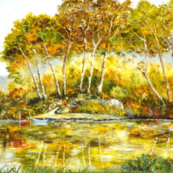 Painting titled "Sur les bords de la…" by Hélène Gastin-Mozol, Original Artwork, Oil