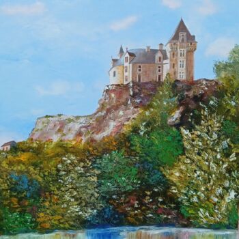 Pintura intitulada "Le chateau de Montf…" por Hélène Gastin-Mozol, Obras de arte originais, Óleo Montado em Armação em madei…