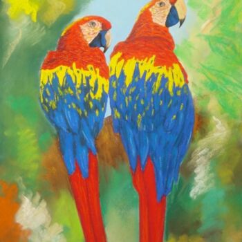 Painting titled "Le couple" by Hélène Gastin-Mozol, Original Artwork, Pastel