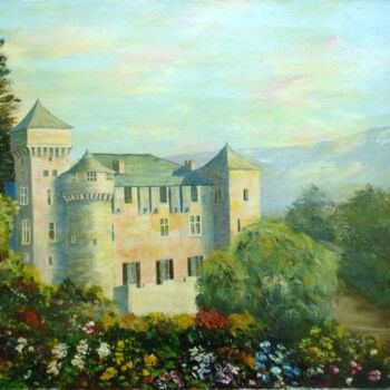 「Le chateau de Lacaz…」というタイトルの絵画 Hélène Gastin-Mozolによって, オリジナルのアートワーク, オイル