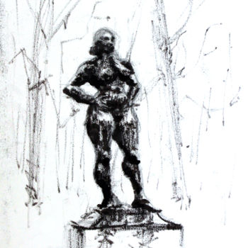 图画 标题为“Statue II” 由Hélène Hugon, 原创艺术品, 墨