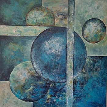 Peinture intitulée "Symphonie en bleu" par Helene Icard, Œuvre d'art originale, Acrylique Monté sur Châssis en bois