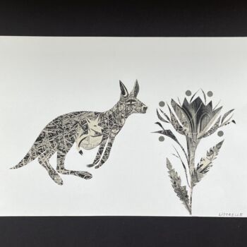 Collages titled "Kangaroo" by Hélène Litorelle, Original Artwork, Collages
