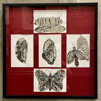 Collages intitulée "The butterfly. Road…" par Hélène Litorelle, Œuvre d'art originale, Collages